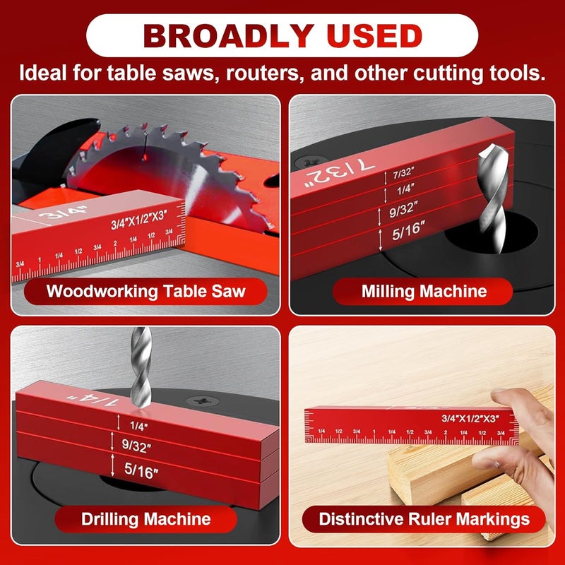AQYY Setup Blocks Height Gauge Set, 15pcs Precision Aluminum Setup Bars for Router and Table Saw Accessories Woodworking Set Up,Bars Accessories Laser Engraved Size Markings - Image 4